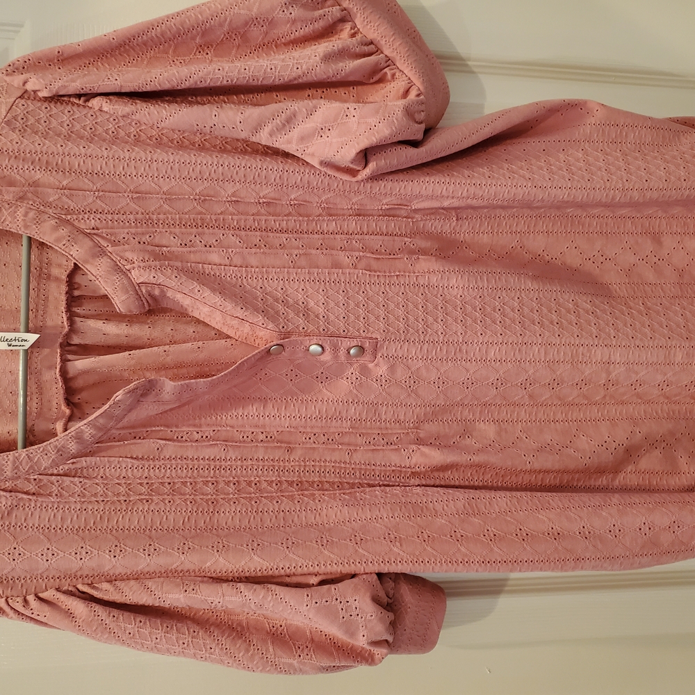 Collection B Pink Eyelet Blouse
